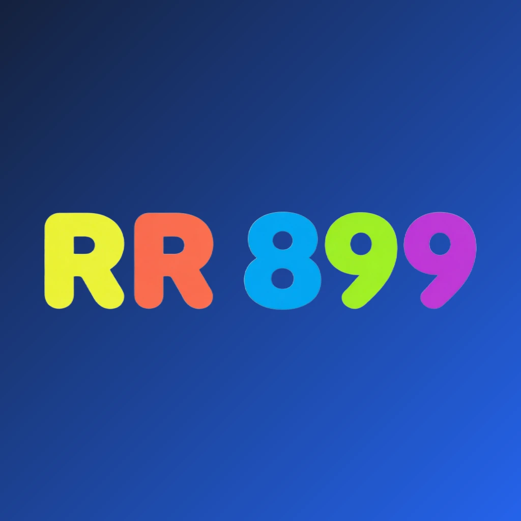 Logo hiburan yang ceria untuk RR 899 dengan warna-warna cerah dan tipografi membulat dalam gaya modern yang penuh kegembiraan di atas latar belakang transparan